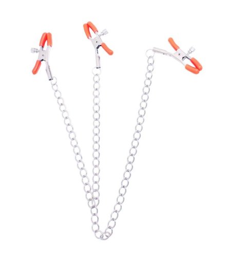 9\'S ORANGE IS THE NEW BLACK TRIPLE YOUR PLEASURE CLAMPS & CHAIN