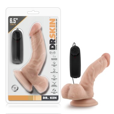 DR SKIN DR KEN 6.5IN VIBRATING COCK W/ SUCTION CUP VANILLA