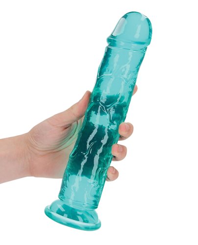 Shots RealRock Realistic Crystal Clear 10\" Straight Dildo - Turquoise