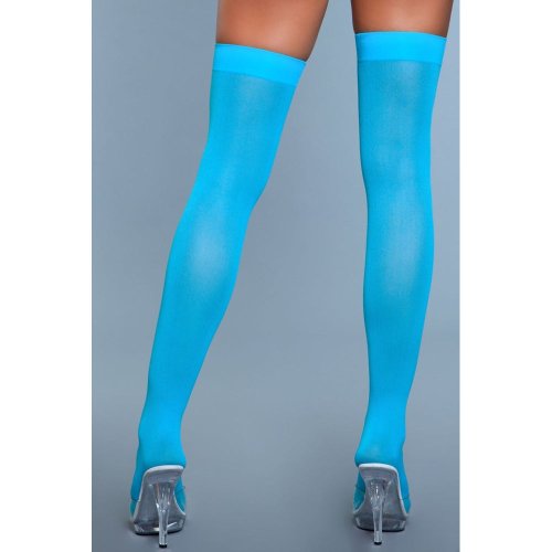 Opaque Nylon Thigh Highs - Turquoise