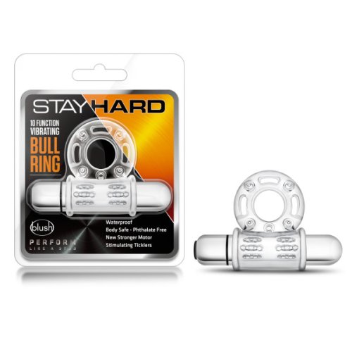 STAY HARD 10 FUNCTION BULL RING VIBRATING CLEAR