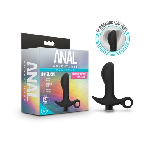 ANAL ADVENTURES PLATINUM SILICONE VIBRATING PROSTATE MASSAGER 1 BLACK