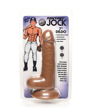 Curve Toys Fantasy Jock Baseball Brian 7" Dildo w/Balls - Tan