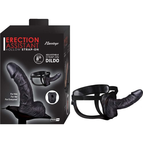 ERECTION ASSISTANT HOLLOW STRAP-ON 8 BLACK \"