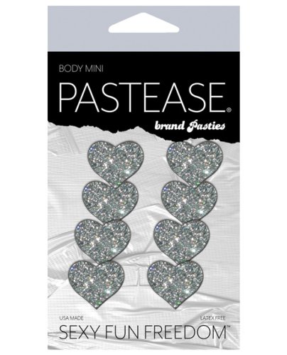 Pastease Premium Mini Glitter Hearts - Silver Pack of 8