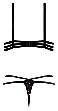 GLITZ & GLAM BRA & THONG SET BLACK S/M