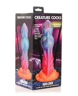Creature Cocks Glow-in-the-Dark Aqua-Cock Silicone Dildo