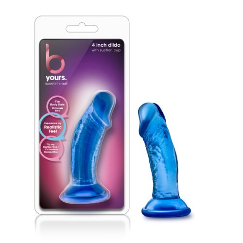 B YOURS SWEET N\' SMALL 4IN DILDO W/ SUCTION CUP BLUE