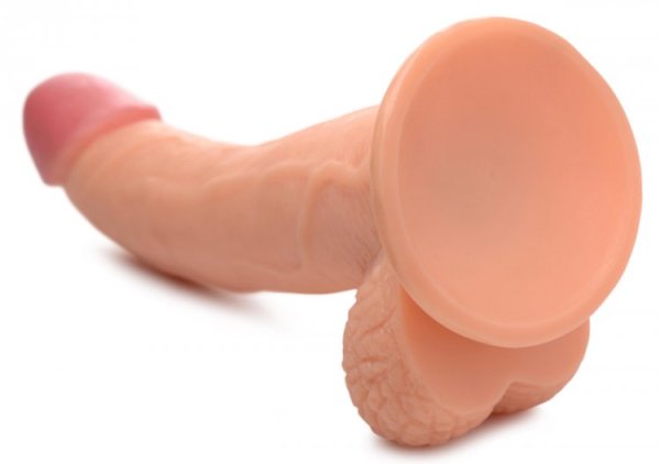 POP 7.5IN DILDO W/ BALLS LIGHT