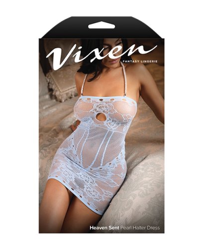 Vixen Heaven Sent Seamless Lace Dress w/Detachable Pearl Halter Strap - Blue O/S