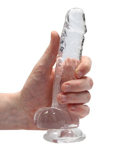 Shots RealRock Realistic Crystal Clear 7\" Dildo w/Balls - Transparent Clear