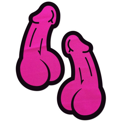 Penis: Dick Nipple Pasties - Neon Pink