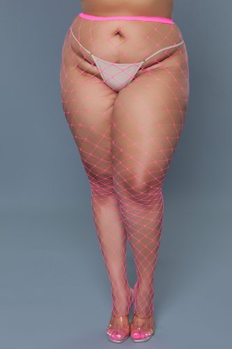 Oversized Fishnet Pantyhose -Hot Pink QS