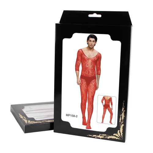 Male Bodystocking Crotchless 3/4 - Red*