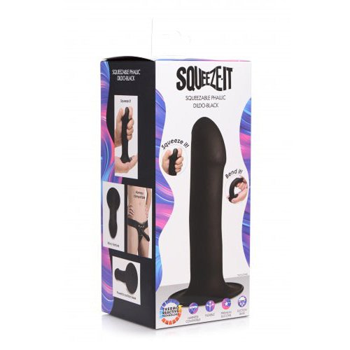 Squeezable Phallic Dildo - Black