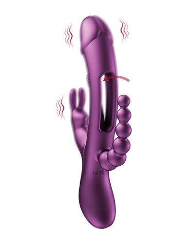 Trilux Kinky Finger Rabbit Vibrator w/ Anal Beads - Purple