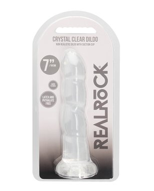 Shots RealRock Crystal Clear 7" Rippled Dildo - Transparent