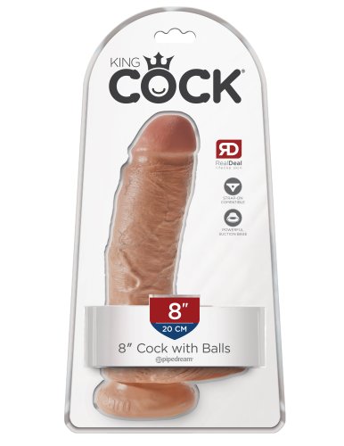 KING COCK 8 IN COCK W/BALLS TAN