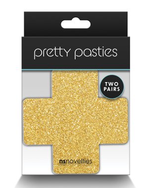 Pretty Pasties Glitter Cross Black/Gold - 2 Pair