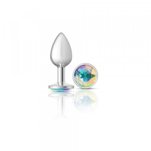 Silver Metal Plug - Round-Clear-Small