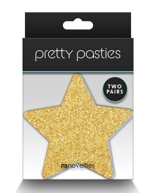 Pretty Pasties Glitter Stars Black/Gold - 2 Pair