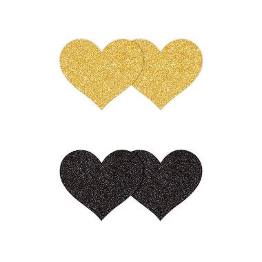 Pretty Pasties Hearts Black/Gold 2 sets