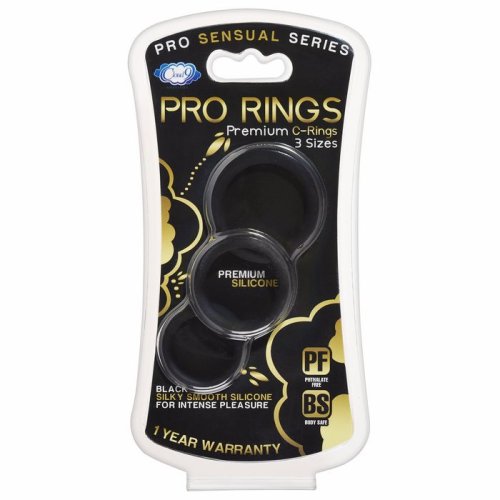 CLOUD 9 PRO SENSUAL SILICONE COCK RING 3 PACK BLACK