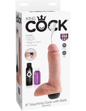 KING COCK 8 IN SQUIRTING COCK W/ BALLS LIGHT