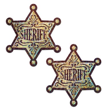 Glittering Gold Sheriff's Badge Pasties
