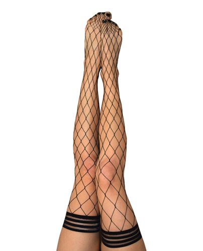 Kix\'ies Michelle Large Fishnet Thigh High Black A