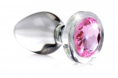 BOOTY SPARKS PINK GEM GLASS ANAL PLUG MEDIUM