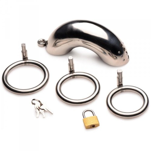 Locking Stainless Chastity Cage 3 rings