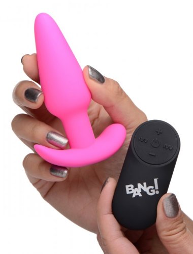 BANG! 21X VIBRATING SILICONE BUTT PLUG W/ REMOTE PINK