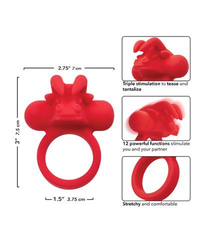 Couple\'s Enhancer Silicone Rechargeable The Matador Enhancer w/Triple Stimulation - Red