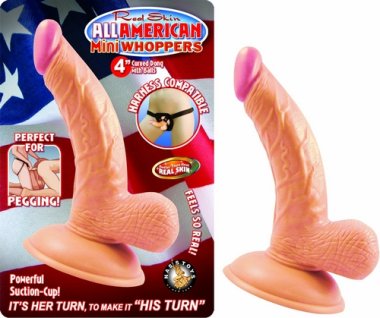 ALL AMERICAN MINI WHOPPERS 4IN CURVED DONG W/BALLS FLES