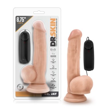 DR SKIN DR JAY 8.75IN VIBRATING COCK W/ SUCTION CUP VANILLA