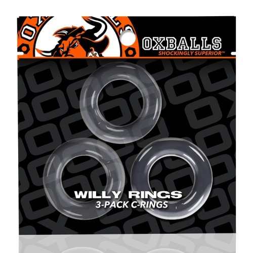 WILLY RINGS 3 PK COCKRINGS CLEAR (NET)