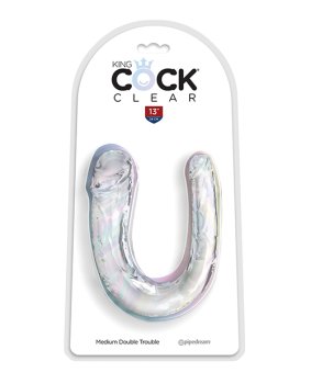 King Cock Clear Medium Double Trouble Dildo - Clear