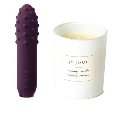 Duet Bullet Purple + Luxury Massage Candle - Ylang Ylang & Mandarin
