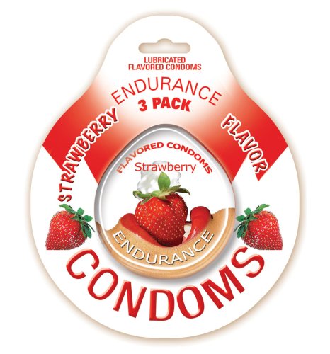 ENDURANCE FLAVORED 3PK CONDOMS-STRAWBERRY