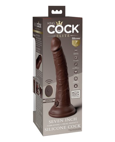 KING COCK ELITE 7 IN VIBRATING DUAL DENSITY BROWN