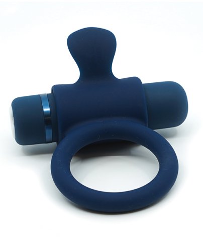 Nu Sensuelle Rev Silicone 7 Function Silicone Bullet Ring w/Flutter Tip - Navy