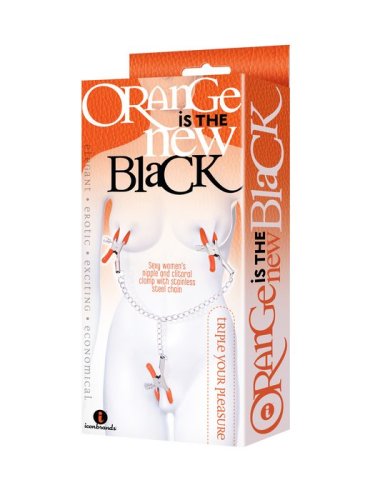 9\'S ORANGE IS THE NEW BLACK TRIPLE YOUR PLEASURE CLAMPS & CHAIN