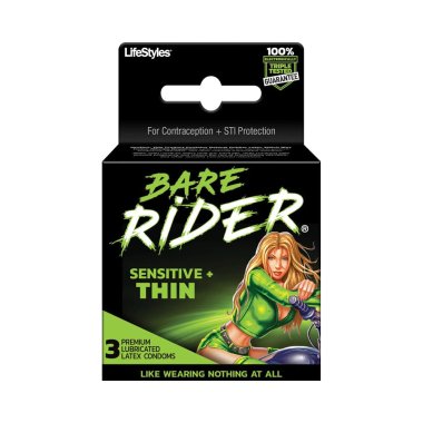 Lifestyles Bare Rider Thin Condoms - 3pk