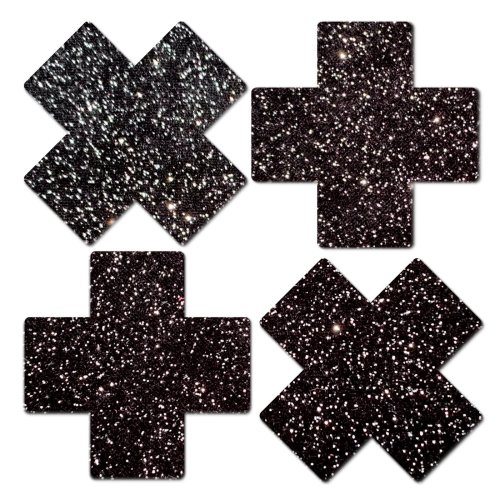 PETITES PLUS X :SMALL SPARKLE BLACK PLUS NIPPLE PASTIES