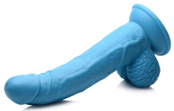 POP 7.5IN DILDO W/ BALLS BLUE