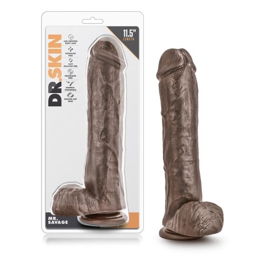 Dr Skin Mr Savage 11.5\" Dildo -Chocolate