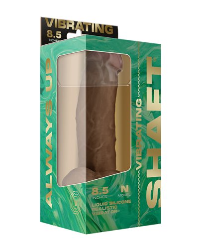 Shaft Flexskin Liquid Silicone 8.5\" Vibrating Side Curve Dong w/Balls - Oak