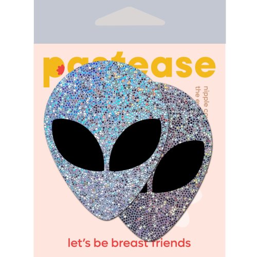 PASTEASE SILVER GLITTER ALIEN W/ BLACK EYES