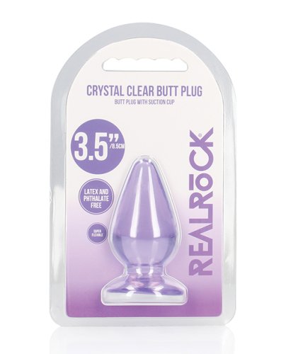 Shots RealRock Crystal Clear 3.5\" Anal Plug - Purple